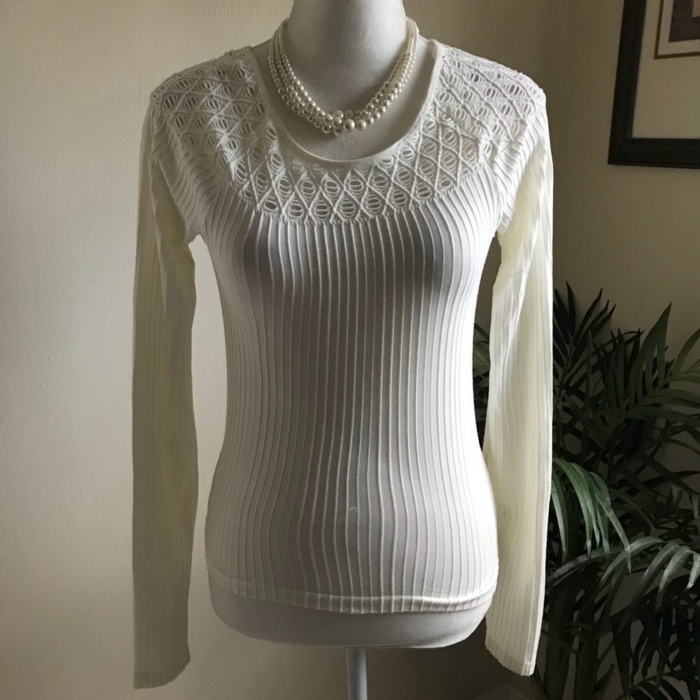 Tokyo Darling Off White Long Sleeve Stretch Top M*
